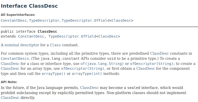 ClassDesc javadoc