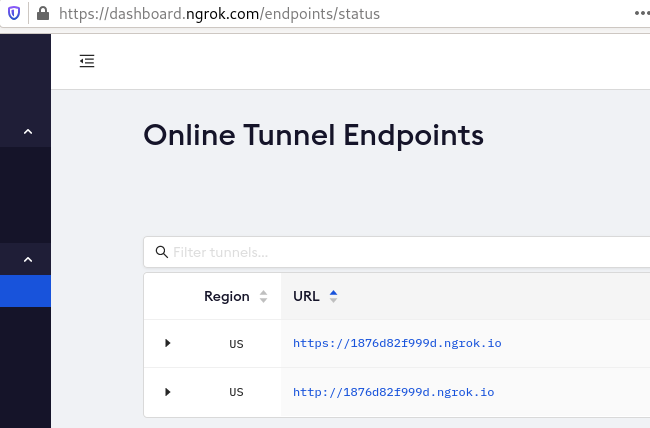 ngrok liste endpoint