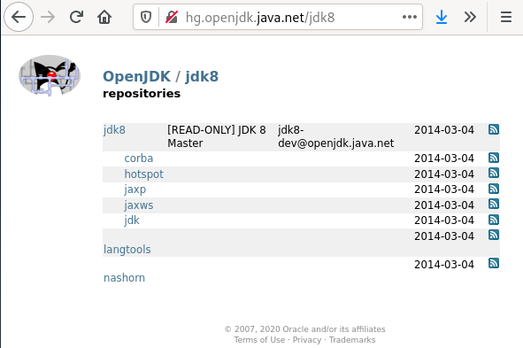 depot mercurial openjdk jdk8